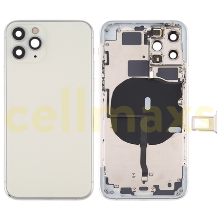 Cellmaxs For iPhone 11 Pro Back Housing Cover Replacement With Wireless Charging Power Volume Flex Camera Lens Button Keys Sim Card Tray Free Tools