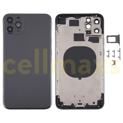 Cellmaxs For iPhone 11 Pro Max Back Housing Cover Replacement With Power Volume Button Keys Camera Lens Sim Card Tray Free Tools