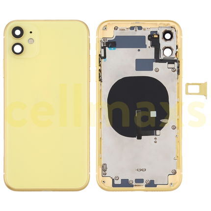 Cellmaxs For iPhone 11 Back Housing Cover Replacement With Wireless Charging Power Volume Flex Camera Lens Button Keys Sim Card Tray Free Tools