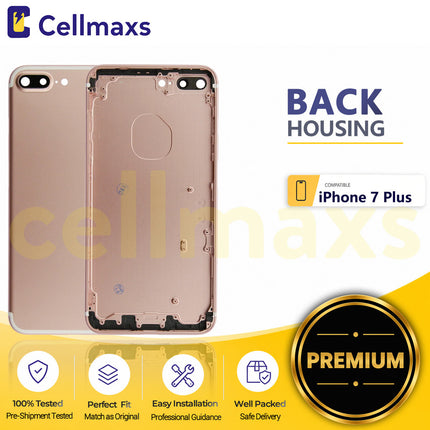 Cellmaxs For iPhone 7 Plus Back Housing Cover Replacement With Wireless Charging Power Volume Flex Camera Lens Button Keys Sim Card Tray Free Tools