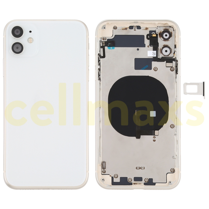 Cellmaxs For iPhone 11 Back Housing Cover Replacement With Wireless Charging Power Volume Flex Camera Lens Button Keys Sim Card Tray Free Tools