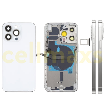 Cellmaxs For iPhone 13 Pro Max Back Housing Cover Replacement With Wireless Charging Power Volume Flex Camera Lens Button Keys Sim Card Tray Free Tools