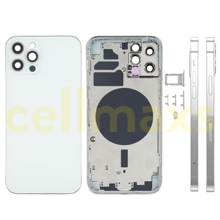 Cellmaxs For iPhone 12 Mini Pro Max Back Housing Cover Replacement With Power Volume Button Keys Camera Lens Sim Card Tray Free Tools