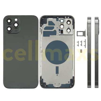Cellmaxs For iPhone 12 Mini Pro Max Back Housing Cover Replacement With Power Volume Button Keys Camera Lens Sim Card Tray Free Tools