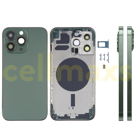 Cellmaxs For iPhone 13 Pro Max Back Housing Cover Replacement With Wireless Charging Power Volume Flex Camera Lens Button Keys Sim Card Tray Free Tools