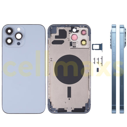 Cellmaxs For iPhone 13 Pro Max Back Housing Cover Replacement With Wireless Charging Power Volume Flex Camera Lens Button Keys Sim Card Tray Free Tools