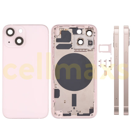 Cellmaxs For iPhone 13 Mini Back Housing Cover Replacement With Wireless Charging Power Volume Flex Camera Lens Button Keys Sim Card Tray Free Tools
