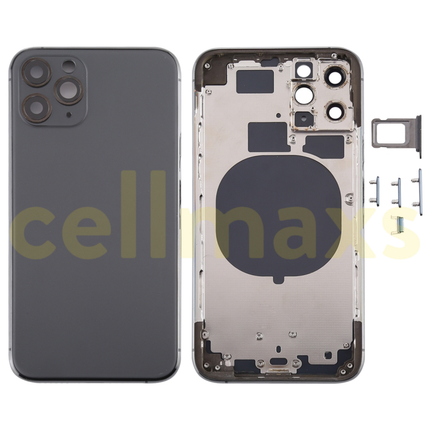Cellmaxs For iPhone 11 Pro Back Housing Cover Replacement With Wireless Charging Power Volume Flex Camera Lens Button Keys Sim Card Tray Free Tools
