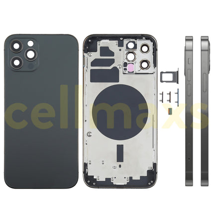 Cellmaxs For iPhone 12 Mini Pro Max Back Housing Cover Replacement With Power Volume Button Keys Camera Lens Sim Card Tray Free Tools