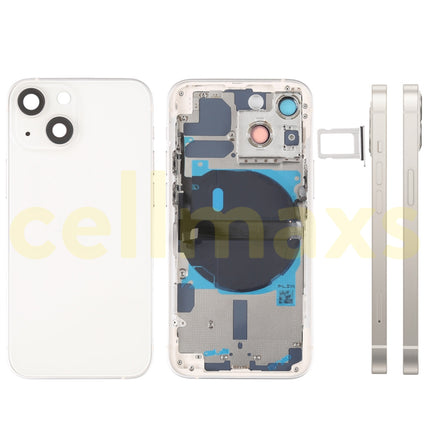 Cellmaxs For iPhone 13 Mini Back Housing Cover Replacement With Wireless Charging Power Volume Flex Camera Lens Button Keys Sim Card Tray Free Tools