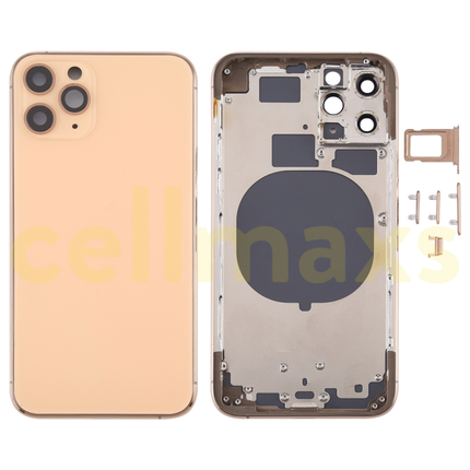 Cellmaxs For iPhone 11 Pro Back Housing Cover Replacement With Wireless Charging Power Volume Flex Camera Lens Button Keys Sim Card Tray Free Tools