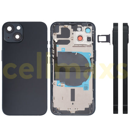 Cellmaxs For iPhone 13 Back Housing Cover Replacement With Wireless Charging Power Volume Flex Camera Lens Button Keys Sim Card Tray Free Tools