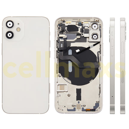 Cellmaxs For iPhone 12 Mini Pro Max Back Housing Cover Replacement With Wireless Charging Power Volume Flex Camera Lens Button Keys Sim Card Tray Free Tools
