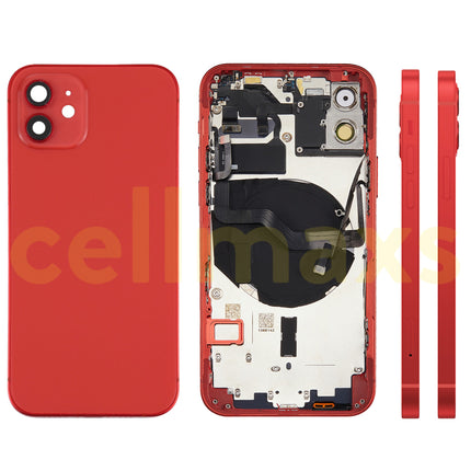 Cellmaxs For iPhone 12 Mini Pro Max Back Housing Cover Replacement With Wireless Charging Power Volume Flex Camera Lens Button Keys Sim Card Tray Free Tools
