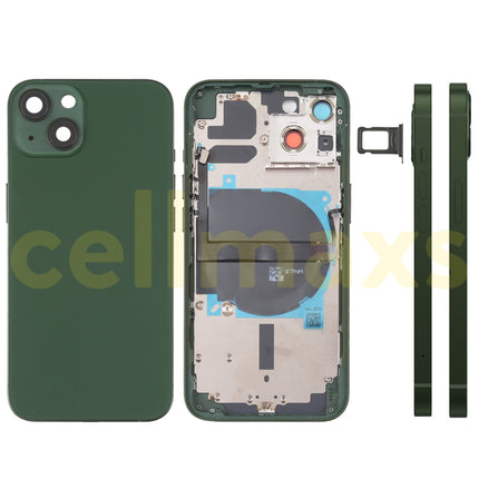 Cellmaxs For iPhone 13 Mini Pro Max Back Housing Cover Replacement With Wireless Charging Power Volume Flex Camera Lens Button Keys Sim Card Tray Free Tools