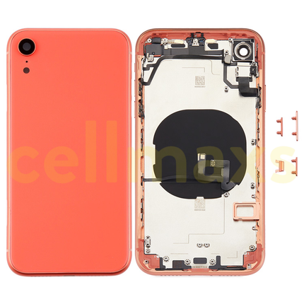 Cellmaxs For iPhone XR Back Housing Cover Replacement With Wireless Charging Power Volume Flex Camera Lens Button Keys Sim Card Tray Free Tools