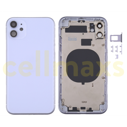 Cellmaxs For iPhone 11 Back Housing Cover Replacement With Wireless Charging Power Volume Flex Camera Lens Button Keys Sim Card Tray Free Tools