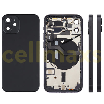 Cellmaxs For iPhone 12 Mini Back Housing Cover Replacement With Wireless Charging Power Volume Flex Camera Lens Button Keys Sim Card Tray Free Tools
