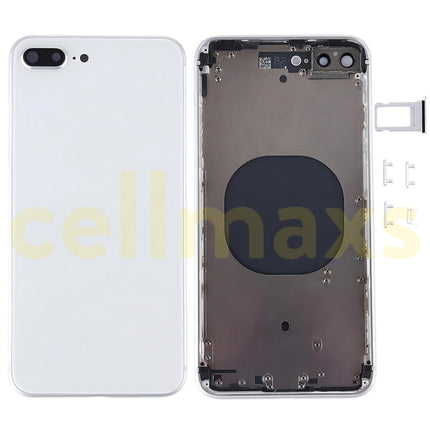Cellmaxs For iPhone 8 Plus Back Housing Cover Replacement With Wireless Charging Power Volume Flex Camera Lens Button Keys Sim Card Tray Free Tools