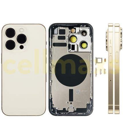Cellmaxs For iPhone 14 Pro Back Housing Cover Replacement With Wireless Charging Power Volume Flex Camera Lens Button Keys Sim Card Tray Free Tools