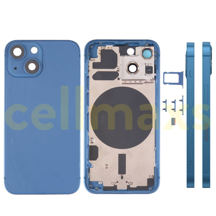 Cellmaxs For iPhone 13 Mini Pro Max Back Housing Cover Replacement With Power Volume Button Keys Camera Lens Sim Card Tray Free Tools