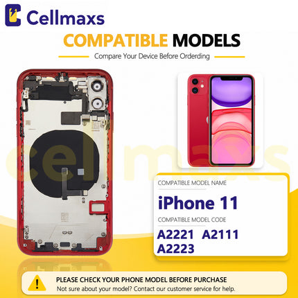 Cellmaxs For iPhone 11 Pro Max Back Housing Cover Replacement With Wireless Charging Power Volume Flex Camera Lens Button Keys Sim Card Tray Free Tools