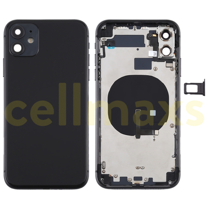 Cellmaxs For iPhone 11 Back Housing Cover Replacement With Wireless Charging Power Volume Flex Camera Lens Button Keys Sim Card Tray Free Tools