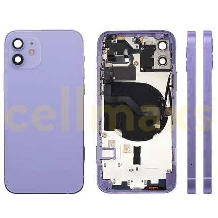 Cellmaxs For iPhone 12 Mini Pro Max Back Housing Cover Replacement With Wireless Charging Power Volume Flex Camera Lens Button Keys Sim Card Tray Free Tools