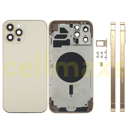 Cellmaxs For iPhone 12 Pro Max Back Housing Cover Replacement With Wireless Charging Power Volume Flex Camera Lens Button Keys Sim Card Tray Free Tools