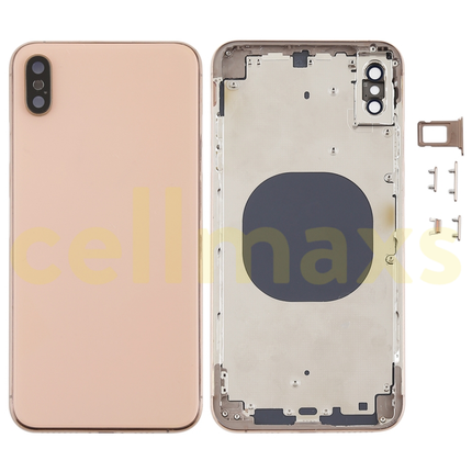 Cellmaxs For iPhone X XR XS Max Back Housing Cover Replacement With Power Volume Button Keys Camera Lens Sim Card Tray Free Tools