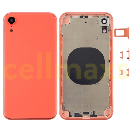 Cellmaxs For iPhone XR Back Housing Cover Replacement With Wireless Charging Power Volume Flex Camera Lens Button Keys Sim Card Tray Free Tools