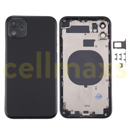 Cellmaxs For iPhone 11 Back Housing Cover Replacement With Wireless Charging Power Volume Flex Camera Lens Button Keys Sim Card Tray Free Tools