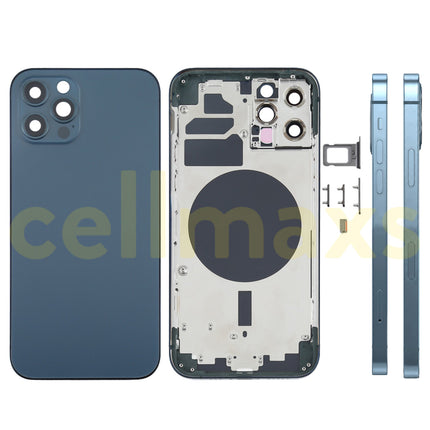 Cellmaxs For iPhone 12 Pro Back Housing Cover Replacement With Wireless Charging Power Volume Flex Camera Lens Button Keys Sim Card Tray Free Tools