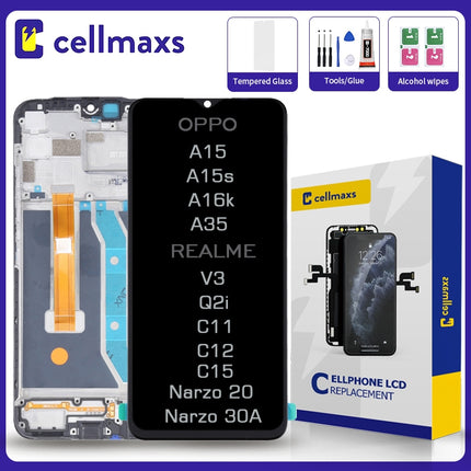 For OPPO A15 A15s A16k A35 REALME C11 C12 C15 V3 Q2i 7i Global Narzo 20 30A LCD