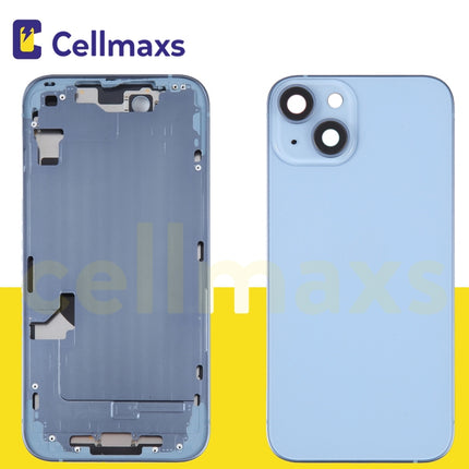 For iPhone 14 Back Housing Cover Replacement With Wireless Charging Power Volume Flex Camera Lens Button Keys Sim Card Tray Free Tools