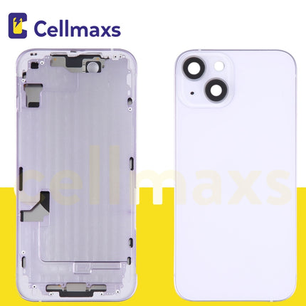 For iPhone 14 Back Housing Cover Replacement With Wireless Charging Power Volume Flex Camera Lens Button Keys Sim Card Tray Free Tools
