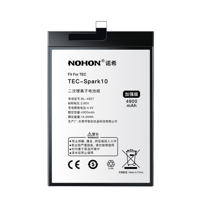 Nohon Battery BL-49ST For Tecno Spark 10 10C Pro 20 KJ5 KI7 KI5q KI5k 4900mAh Battery Replacement With Tools Adhesive