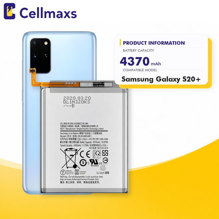 Cellmaxs Battery EB-BG985ABY For Samsung Galaxy S20+ SM-G985 4370mAh Battery Replacement With Tools Adhesive