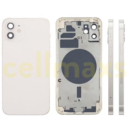 Cellmaxs For iPhone 12 Back Housing Cover Replacement With Wireless Charging Power Volume Flex Camera Lens Button Keys Sim Card Tray Free Tools