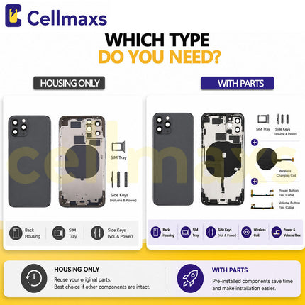Cellmaxs For iPhone XR Back Housing Cover Replacement With Wireless Charging Power Volume Flex Camera Lens Button Keys Sim Card Tray Free Tools