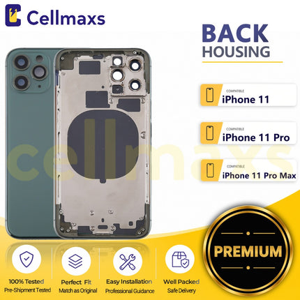 Cellmaxs For iPhone 11 Pro Max Back Housing Cover Replacement With Power Volume Button Keys Camera Lens Sim Card Tray Free Tools
