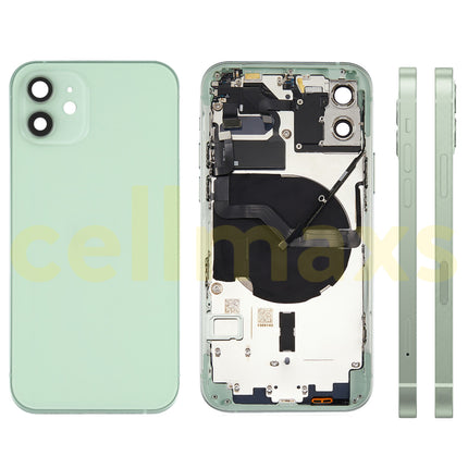 Cellmaxs For iPhone 12 Mini Pro Max Back Housing Cover Replacement With Wireless Charging Power Volume Flex Camera Lens Button Keys Sim Card Tray Free Tools