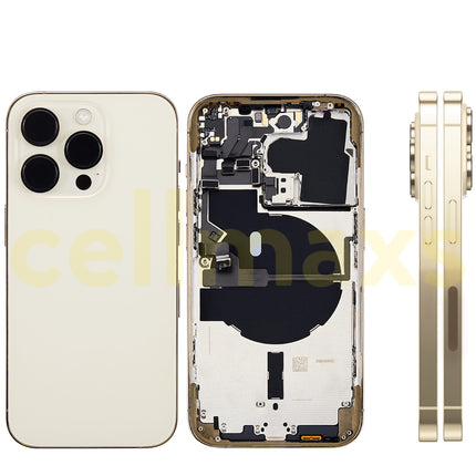 Cellmaxs For iPhone 14 Pro Back Housing Cover Replacement With Wireless Charging Power Volume Flex Camera Lens Button Keys Sim Card Tray Free Tools