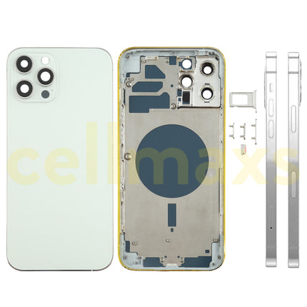 Cellmaxs For iPhone 12 Mini Pro Max Back Housing Cover Replacement With Power Volume Button Keys Camera Lens Sim Card Tray Free Tools