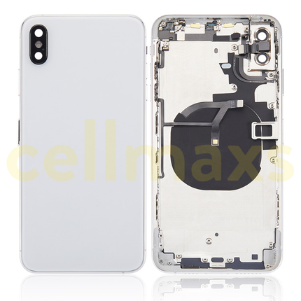 Cellmaxs For iPhone X XR XS Max Back Housing Cover Replacement With Wireless Charging Power Volume Flex Camera Lens Button Keys Sim Card Tray Free Tools