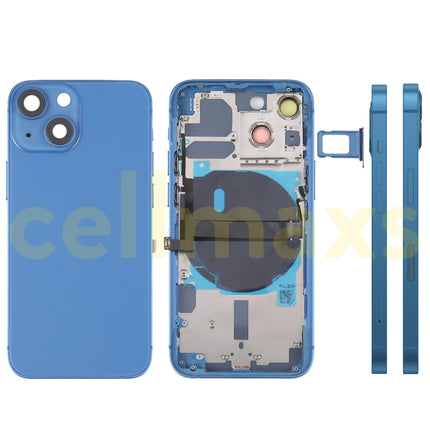 Cellmaxs For iPhone 13 Mini Back Housing Cover Replacement With Wireless Charging Power Volume Flex Camera Lens Button Keys Sim Card Tray Free Tools
