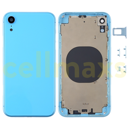 Cellmaxs For iPhone XR Back Housing Cover Replacement With Wireless Charging Power Volume Flex Camera Lens Button Keys Sim Card Tray Free Tools