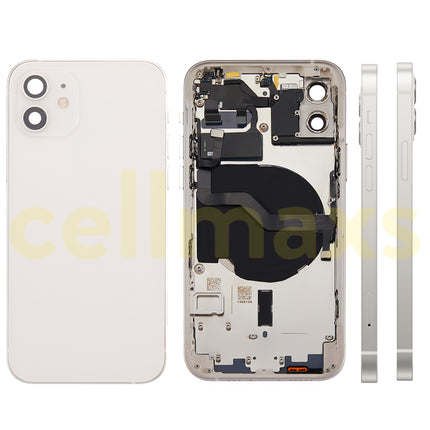 Cellmaxs For iPhone 12 Mini Pro Max Back Housing Cover Replacement With Wireless Charging Power Volume Flex Camera Lens Button Keys Sim Card Tray Free Tools