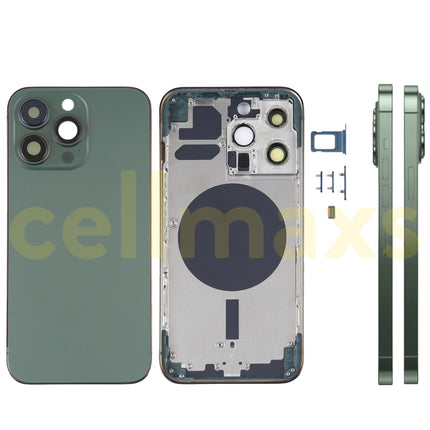 Cellmaxs For iPhone 13 Pro Max Back Housing Cover Replacement With Wireless Charging Power Volume Flex Camera Lens Button Keys Sim Card Tray Free Tools