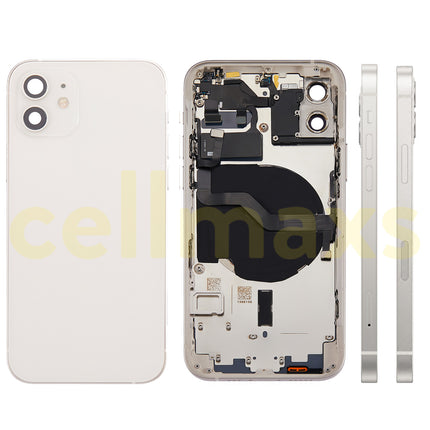 Cellmaxs For iPhone 12 Mini Pro Max Back Housing Cover Replacement With Wireless Charging Power Volume Flex Camera Lens Button Keys Sim Card Tray Free Tools